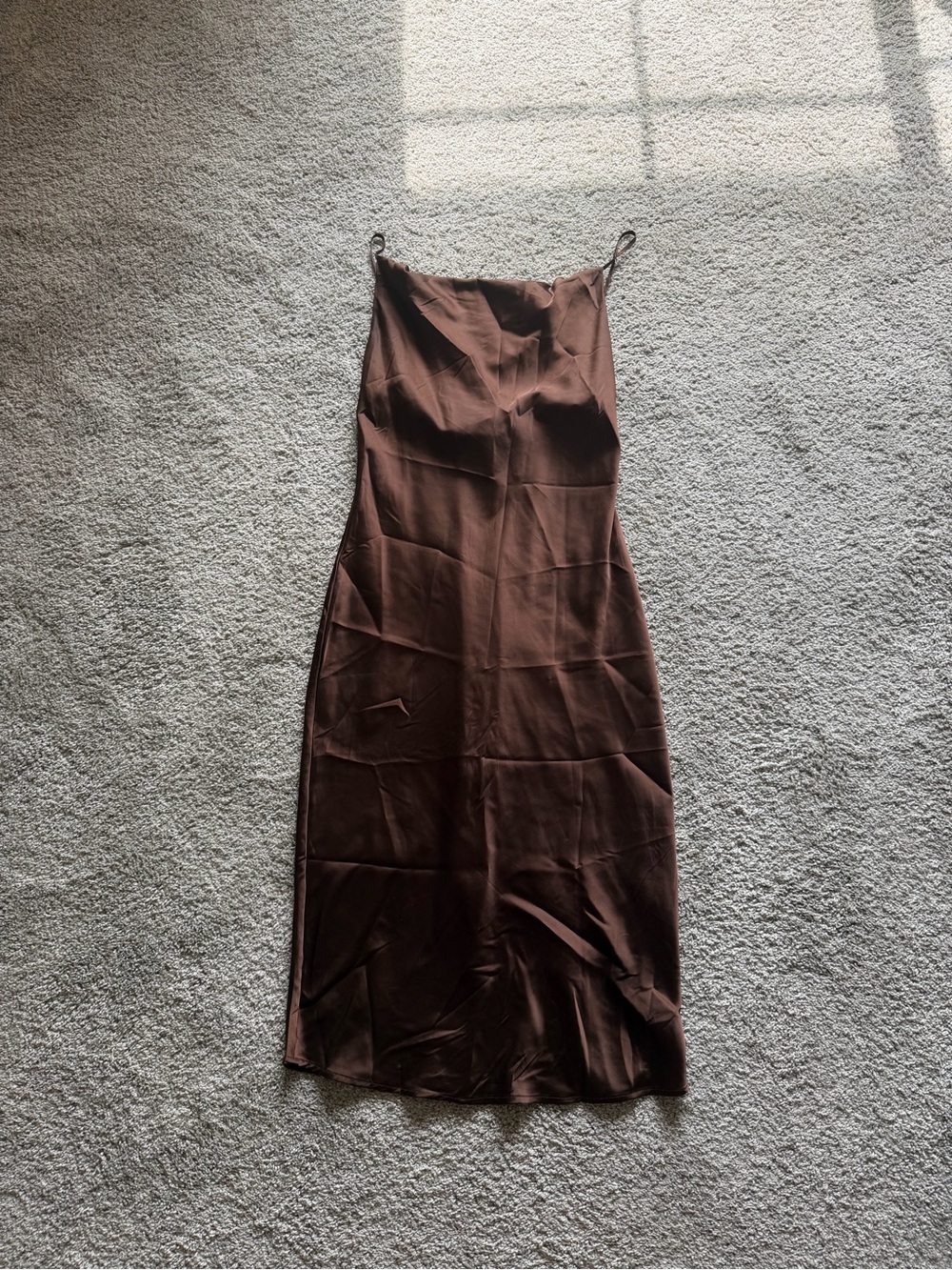 Petal & Pup Brown Satin Midi Slip Dress